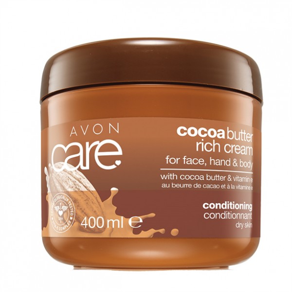Avon Care Pečující krém na obličej, ruce a tělo s kakaovým máslem a vitamínem E 400 ml